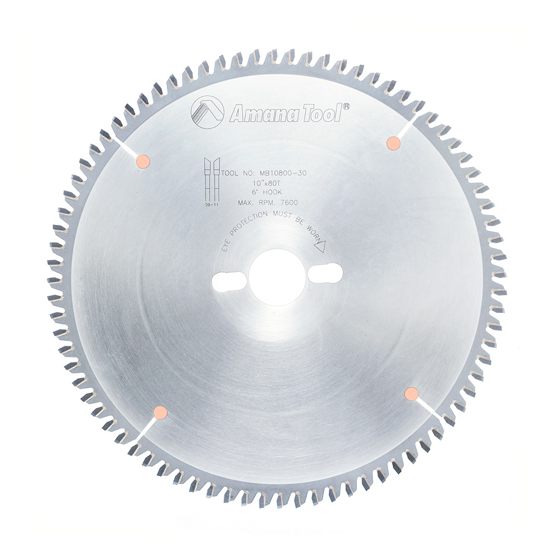 Picture of MB10800-30 Carbide Tipped Double-Face Melamine 10 Inch Dia x 80T H-ATB, -6 Deg, 30mm Bore